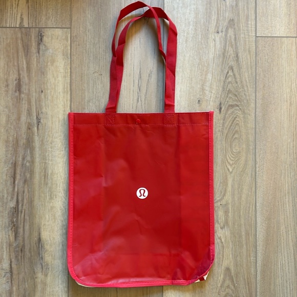 NEW Lululemon Large Reusable Shopping Bags - Motivational Messages - Red & White - Picture 1 of 8